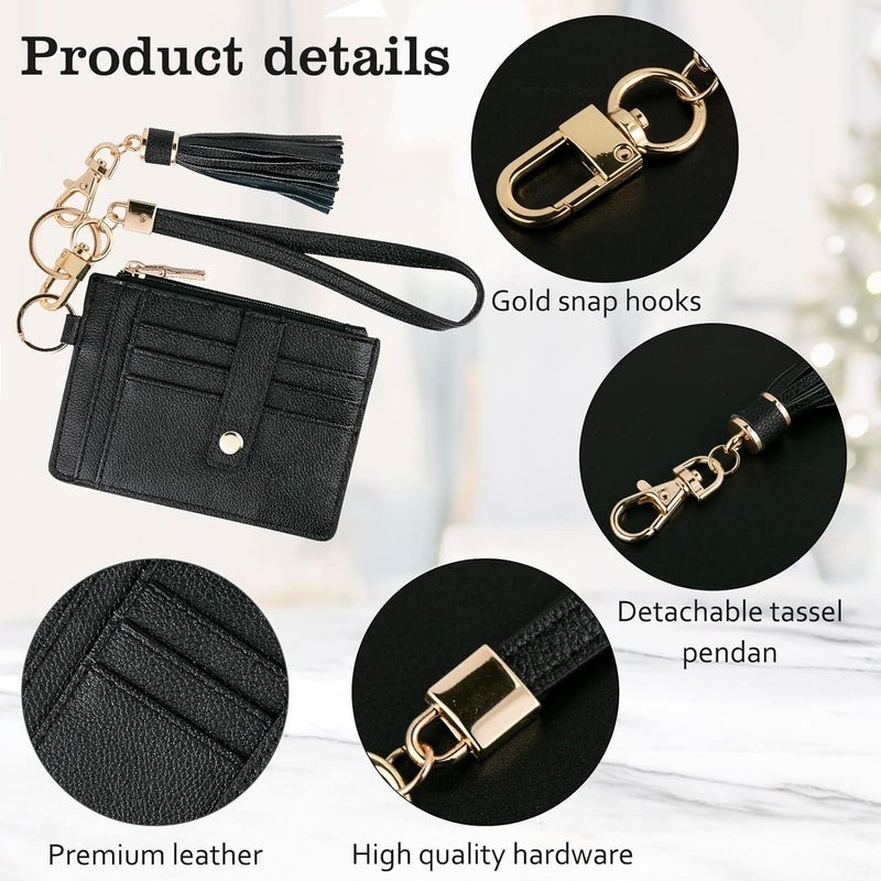 KNGITRYI Small Wristlet Wallets for Women RFID Credit Card Holder Wallet Keychain Wristlet Wallet Credit Card Wallets for Women (Black) - Image 3